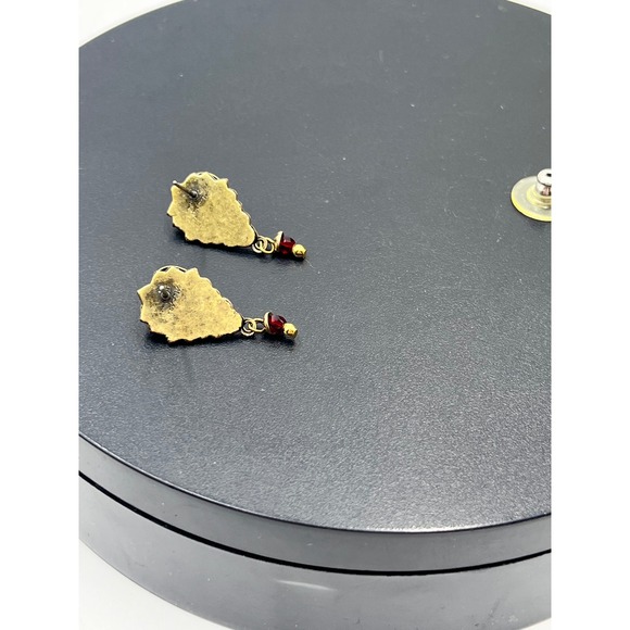 Michal Golan Handmade Designer Victorian Style Red Stone Dangle Earrings - Picture 8 of 12